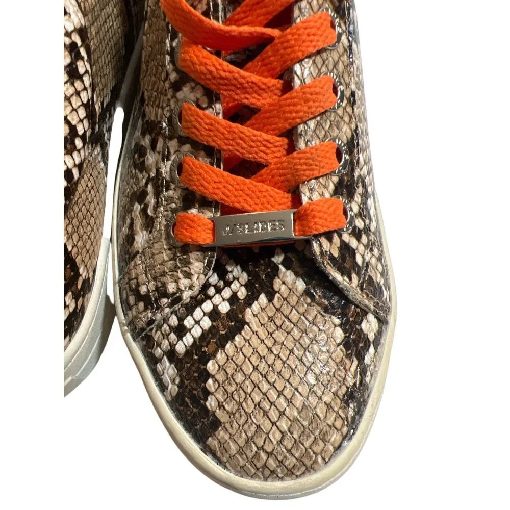 J Slides Hilton Snakeskin Brown Leather upper Platform Womens Sneakers Sneaker